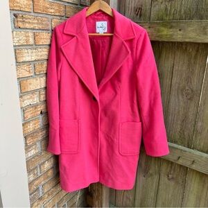 Sam Edelman Vibrant Pink Wool Trench Coat